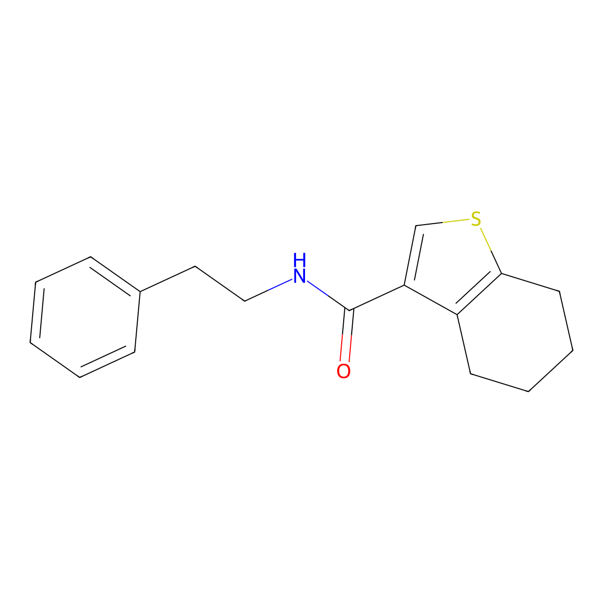 N-(2-phenylethyl)-4,5,6,7-tetrahydro-1-benzothiophene-3-carboxamide molecular structure, CAS 618394-96-0
