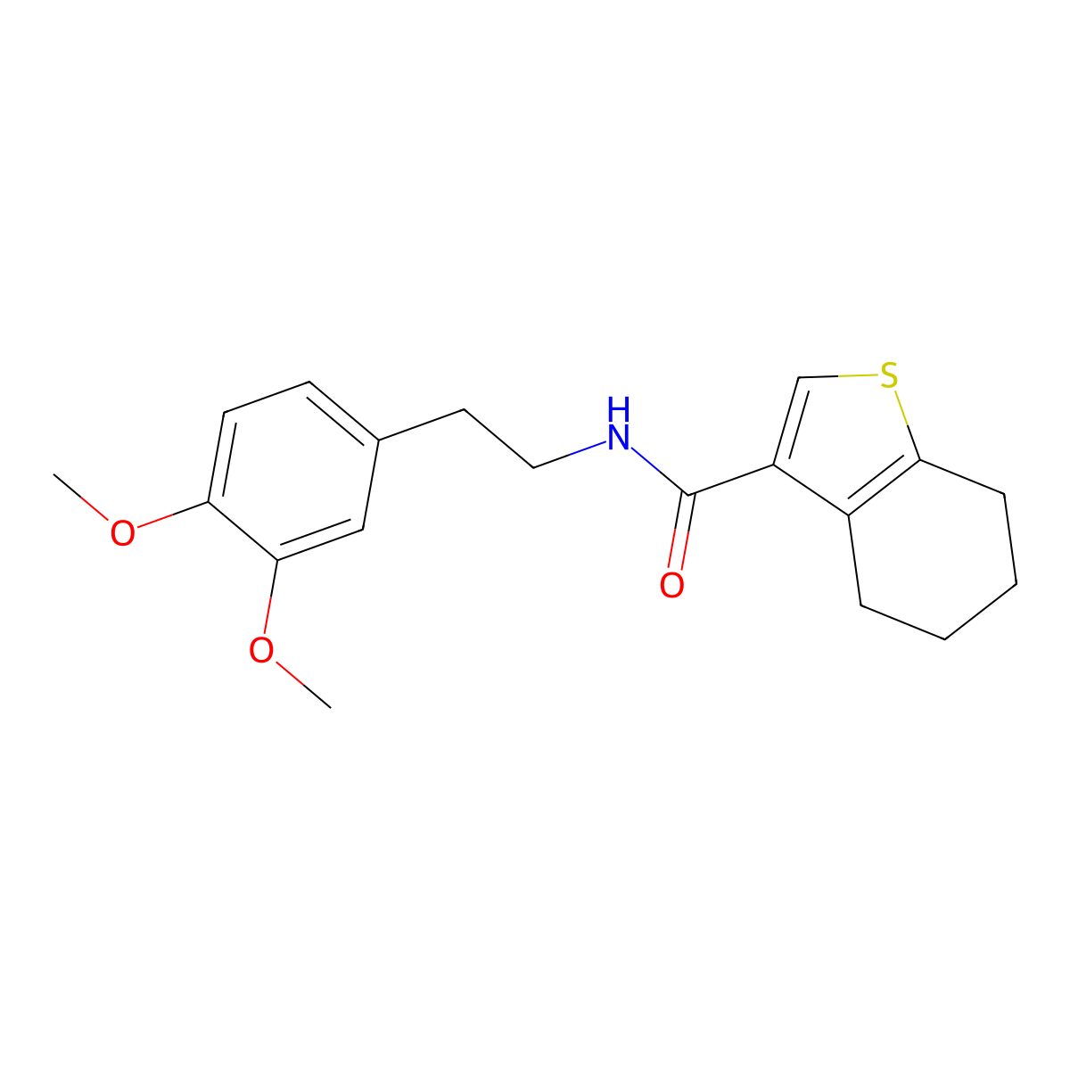 N-[2-(3,4-dimethoxyphenyl)ethyl]-4,5,6,7-tetrahydro-1-benzothiophene-3-carboxamide molecular structure, CAS 618395-02-1