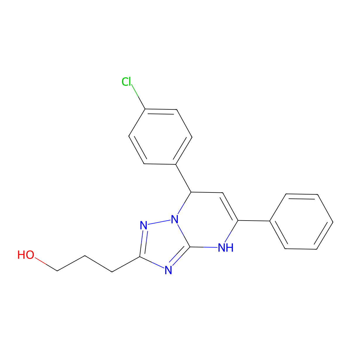 3-[7-(4-Chlorophenyl)-5-phenyl-4,7-dihydro[1,2,4]triazolo[1,5-a]pyrimidin-2-yl]propan-1-ol molecular structure, CAS 618395-06-5