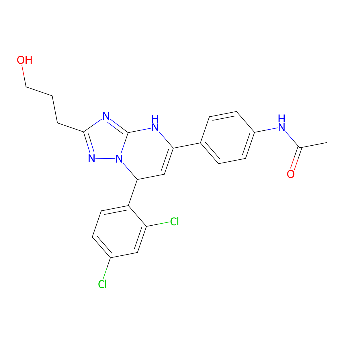 N-{4-[7-(2,4-dichlorophenyl)-2-(3-hydroxypropyl)-4H,7H-[1,2,4]triazolo[1,5-a]pyrimidin-5-yl]phenyl}acetamide molecular structure, CAS 618395-34-9