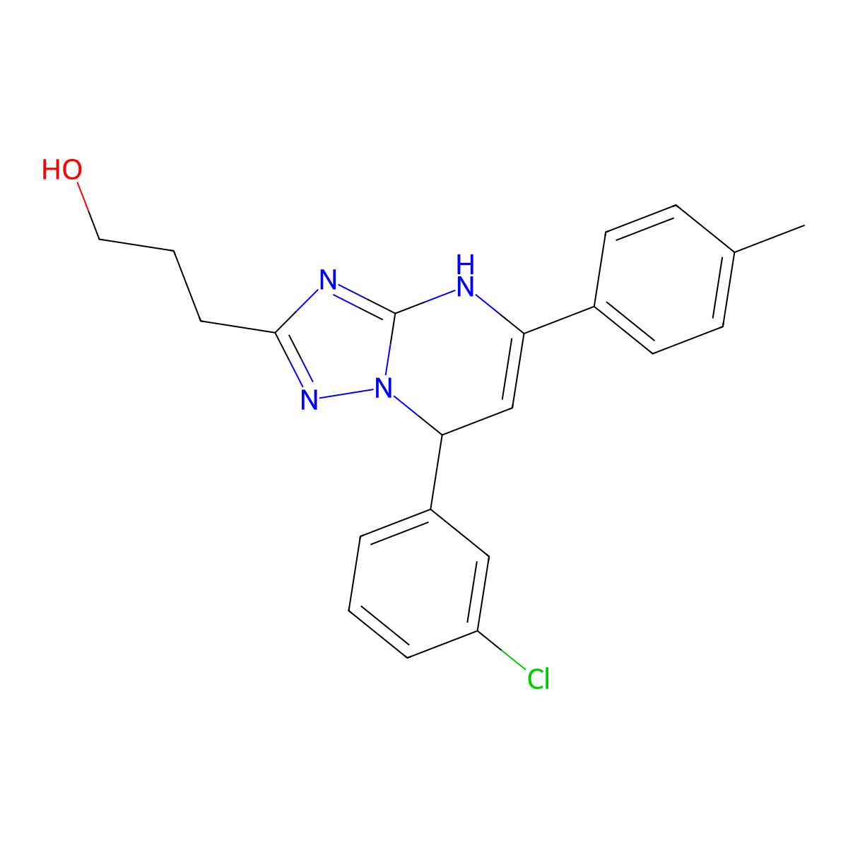 3-[7-(3-Chlorophenyl)-5-(4-methylphenyl)-4,7-dihydro[1,2,4]triazolo[1,5-a]pyrimidin-2-yl]propan-1-ol molecular structure, CAS 618395-68-9