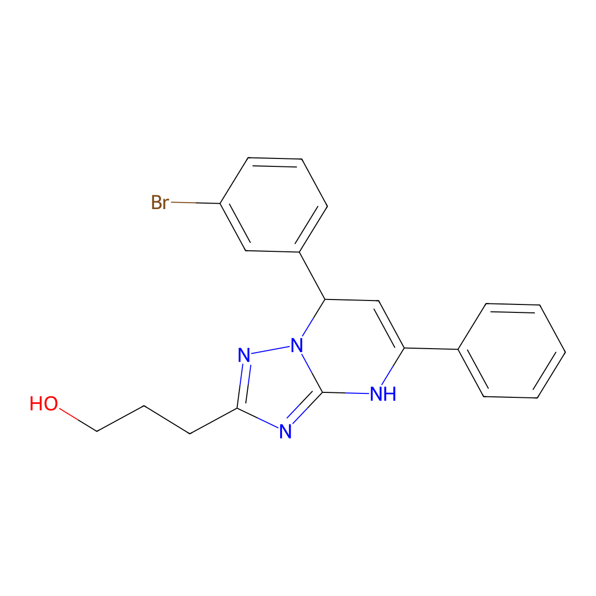 3-[7-(3-Bromophenyl)-5-phenyl-4,7-dihydro[1,2,4]triazolo[1,5-a]pyrimidin-2-yl]propan-1-ol molecular structure, CAS 618395-76-9