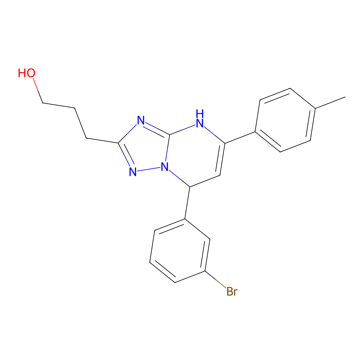 3-[7-(3-Bromophenyl)-5-(4-methylphenyl)-4,7-dihydro[1,2,4]triazolo[1,5-a]pyrimidin-2-yl]propan-1-ol molecular structure, CAS 618395-80-5