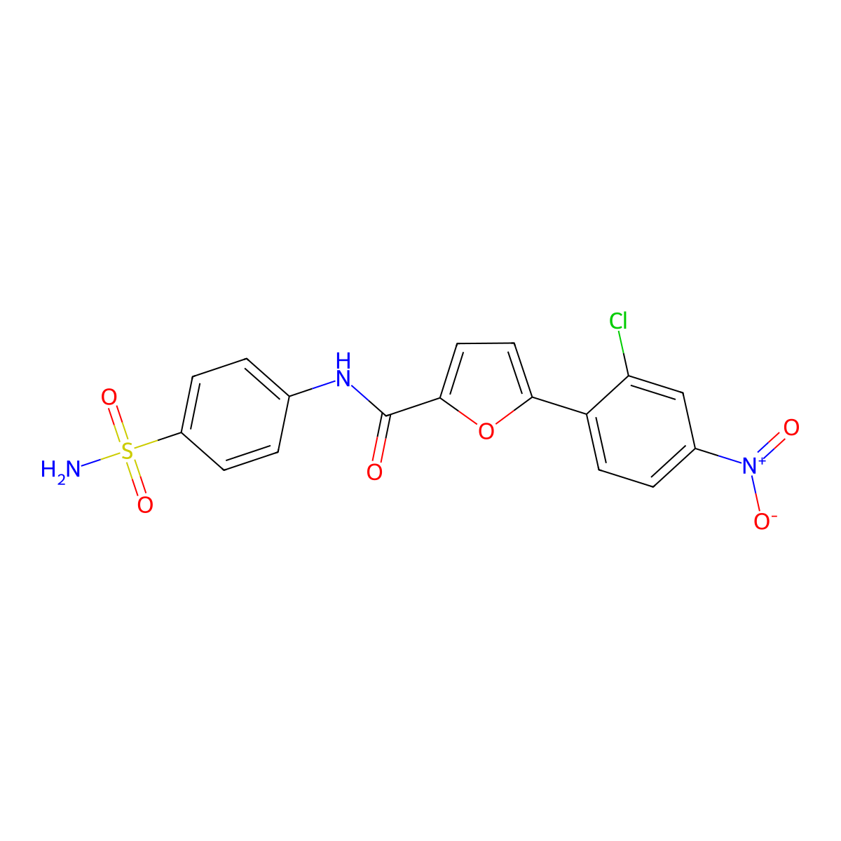 5-(2-chloro-4-nitrophenyl)-N-(4-sulfamoylphenyl)furan-2-carboxamide molecular structure, CAS 618395-85-0