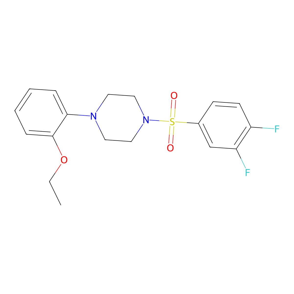 1-[(3,4-Difluorophenyl)sulfonyl]-4-(2-ethoxyphenyl)piperazine molecular structure, CAS 618396-21-7