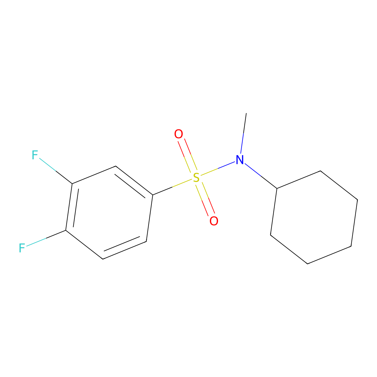 N-cyclohexyl-3,4-difluoro-N-methylbenzenesulfonamide molecular structure, CAS 618396-30-8