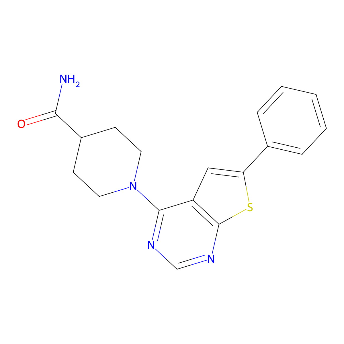 1-(6-Phenylthieno[2,3-d]pyrimidin-4-yl)piperidine-4-carboxamide molecular structure, CAS 618396-33-1