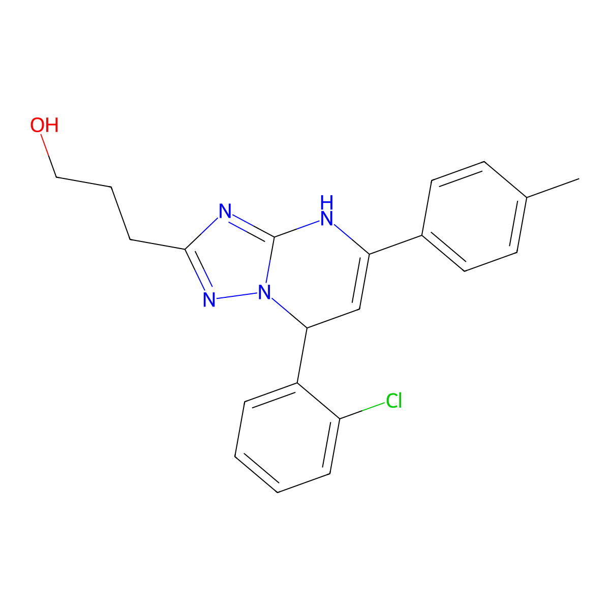 3-[7-(2-Chlorophenyl)-5-(4-methylphenyl)-4,7-dihydro[1,2,4]triazolo[1,5-a]pyrimidin-2-yl]propan-1-ol molecular structure, CAS 618396-42-2