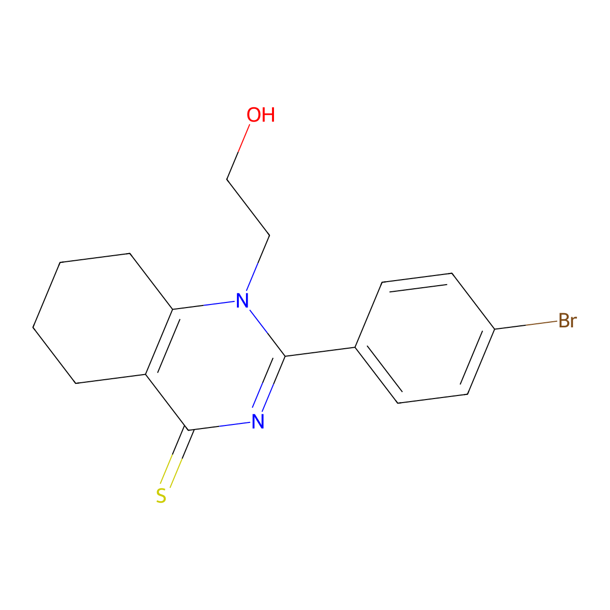 2-(4-bromophenyl)-1-(2-hydroxyethyl)-5,6,7,8-tetrahydroquinazoline-4(1H)-thione molecular structure, CAS 618396-44-4