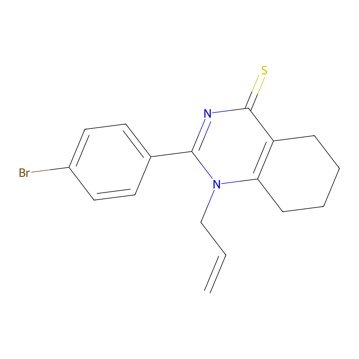 1-allyl-2-(4-bromophenyl)-5,6,7,8-tetrahydro-4(1H)-quinazolinethione molecular structure, CAS 618396-51-3
