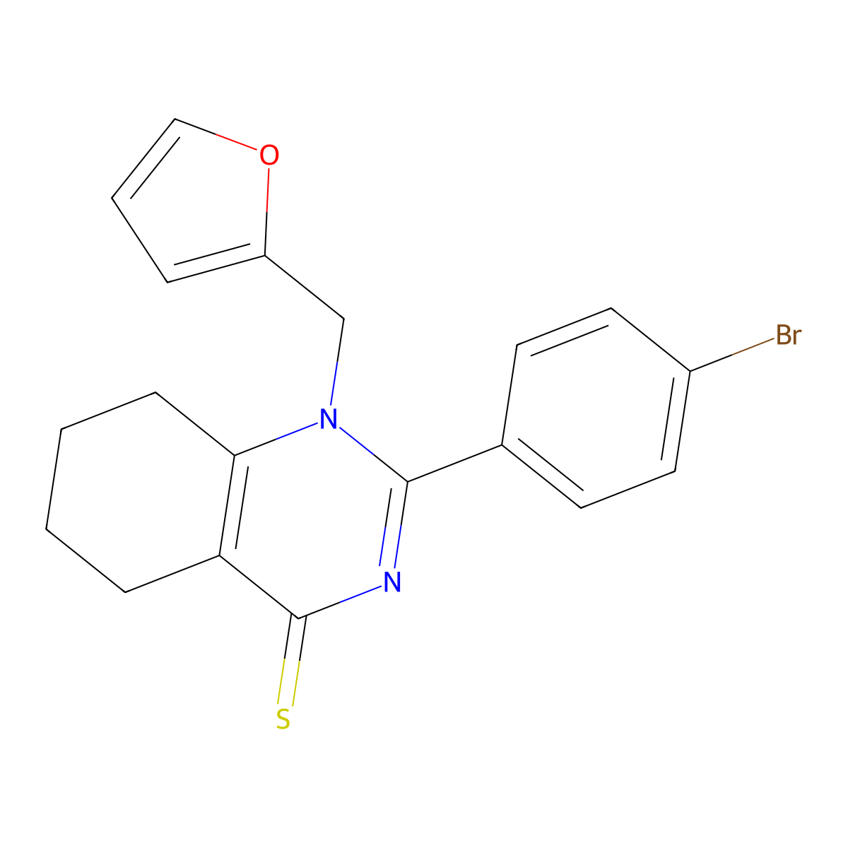 2-(4-bromophenyl)-1-(2-furylmethyl)-5,6,7,8-tetrahydro-4(1H)-quinazolinethione molecular structure, CAS 618396-57-9