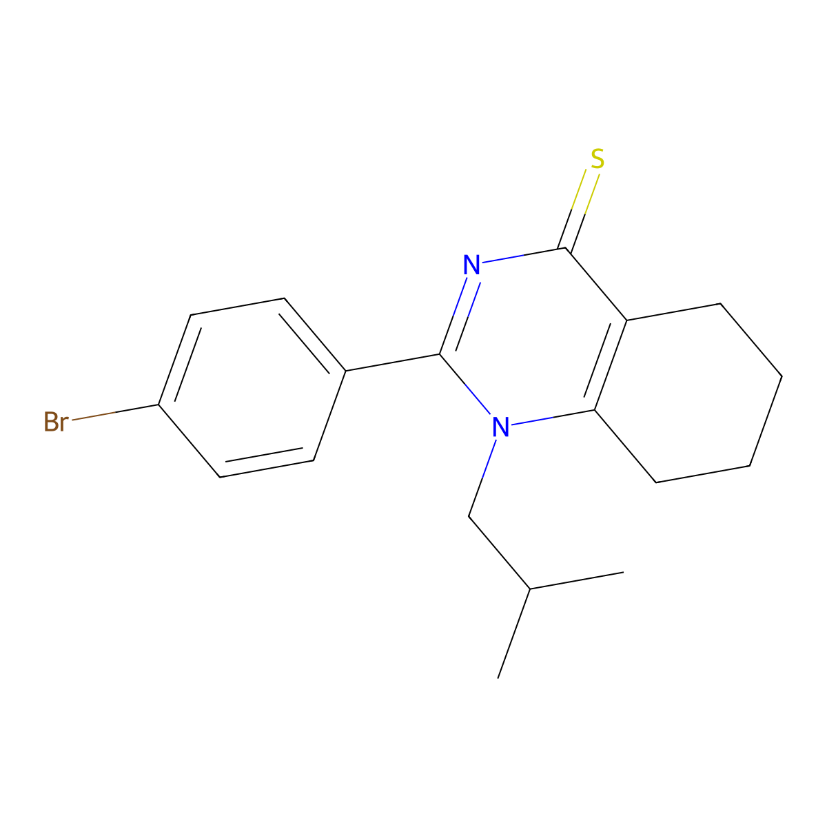 2-(4-bromophenyl)-1-isobutyl-5,6,7,8-tetrahydroquinazoline-4(1H)-thione molecular structure, CAS 618396-61-5