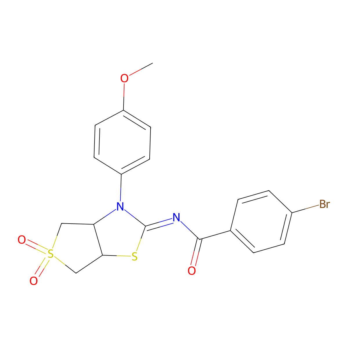 (E)-4-bromo-N-(3-(4-methoxyphenyl)-5,5-dioxidotetrahydrothieno[3,4-d]thiazol-2(3H)-ylidene)benzamide molecular structure, CAS 618396-70-6
