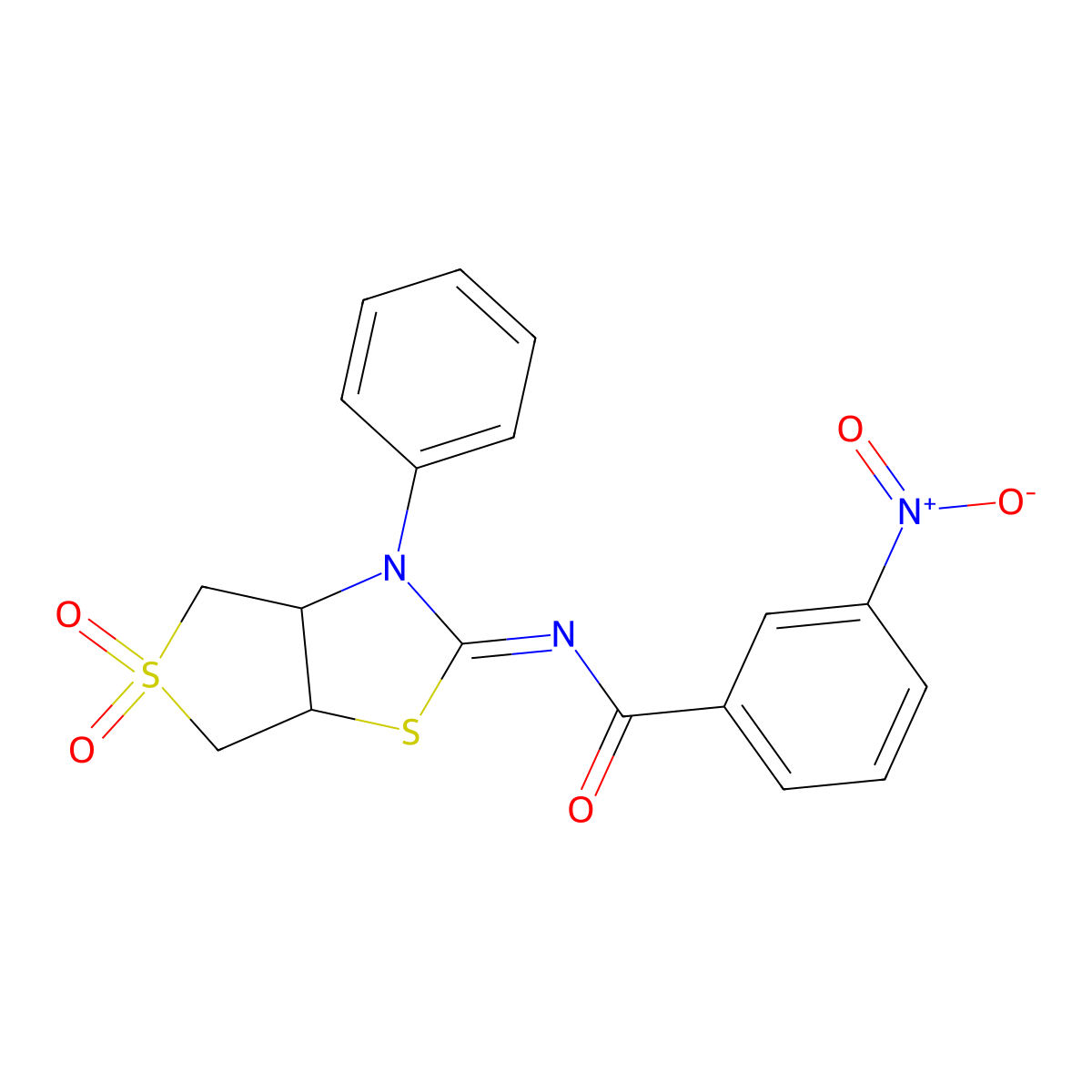 (E)-N-(5,5-dioxido-3-phenyltetrahydrothieno[3,4-d]thiazol-2(3H)-ylidene)-3-nitrobenzamide molecular structure, CAS 618396-77-3