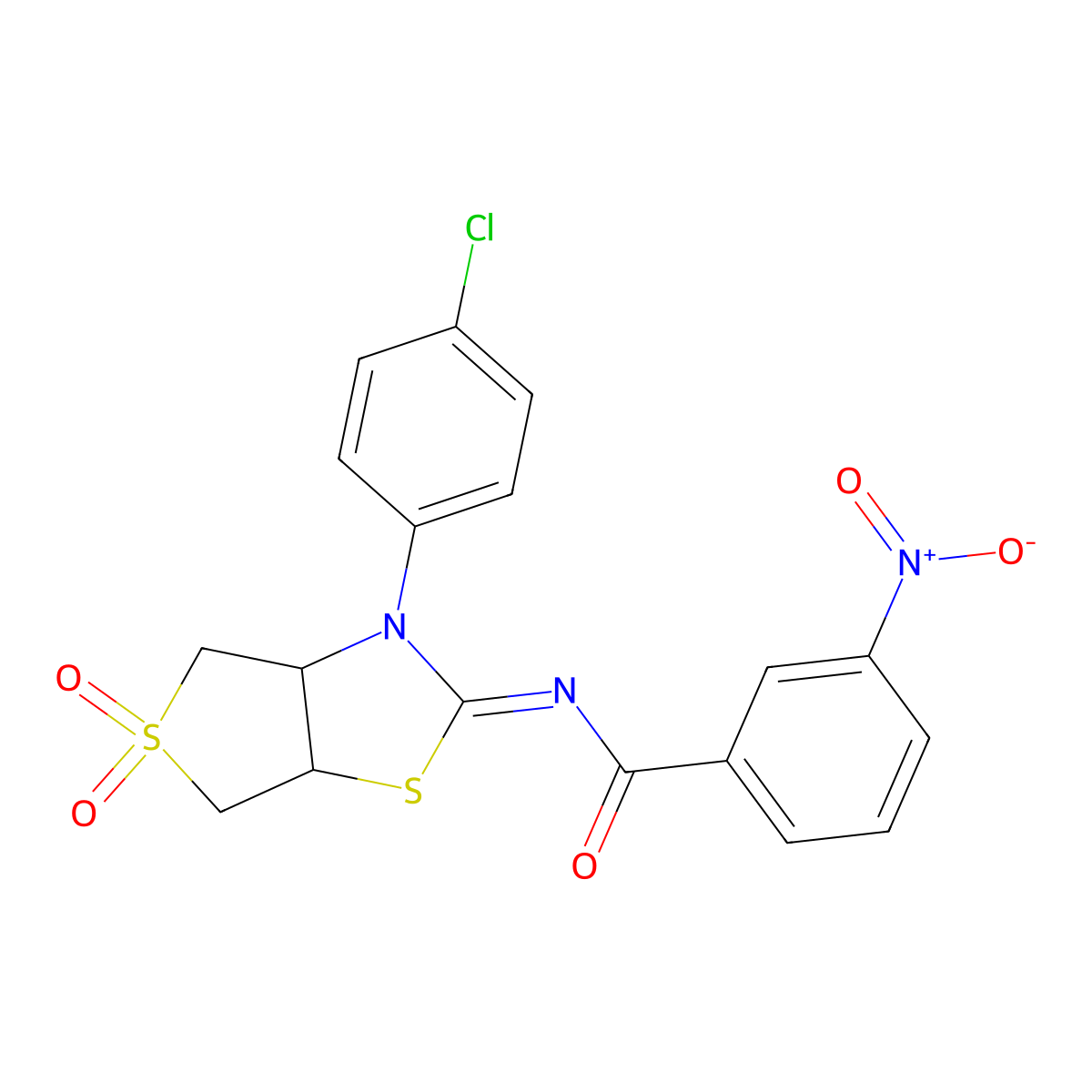 (E)-N-(3-(4-chlorophenyl)-5,5-dioxidotetrahydrothieno[3,4-d]thiazol-2(3H)-ylidene)-3-nitrobenzamide molecular structure, CAS 618396-81-9