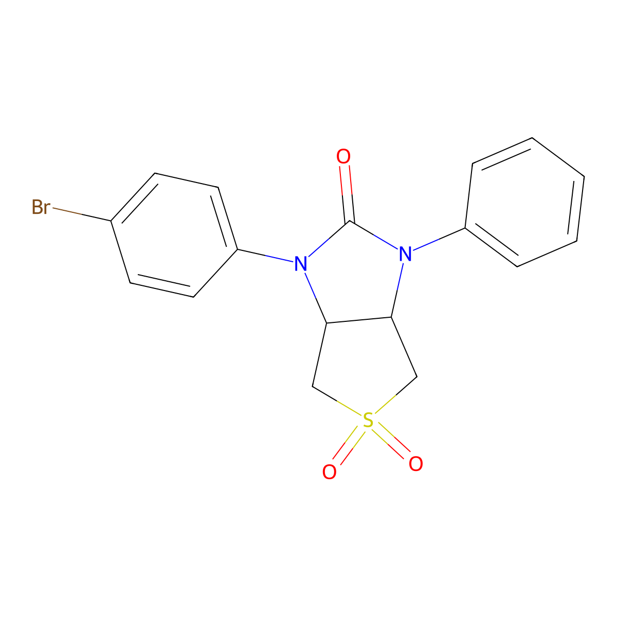 1-(4-bromophenyl)-3-phenyltetrahydro-1H-thieno[3,4-d]imidazol-2(3H)-one 5,5-dioxide molecular structure, CAS 618396-98-8