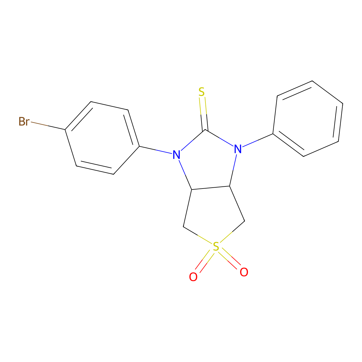 1-(4-bromophenyl)-3-phenyltetrahydro-1H-thieno[3,4-d]imidazole-2(3H)-thione 5,5-dioxide molecular structure, CAS 618397-18-5