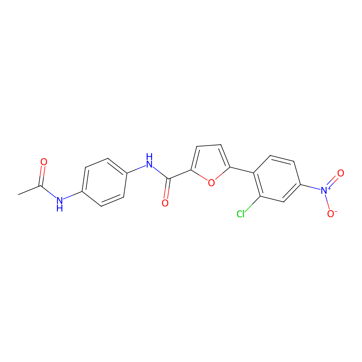 N-(4-acetamidophenyl)-5-(2-chloro-4-nitrophenyl)furan-2-carboxamide molecular structure, CAS 618397-19-6