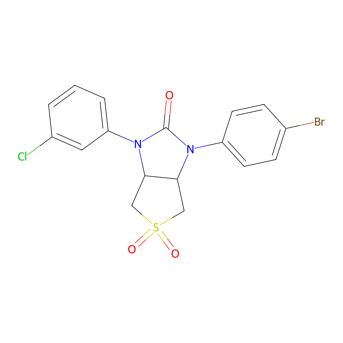 1-(4-bromophenyl)-3-(3-chlorophenyl)tetrahydro-1H-thieno[3,4-d]imidazol-2(3H)-one 5,5-dioxide molecular structure, CAS 618397-22-1