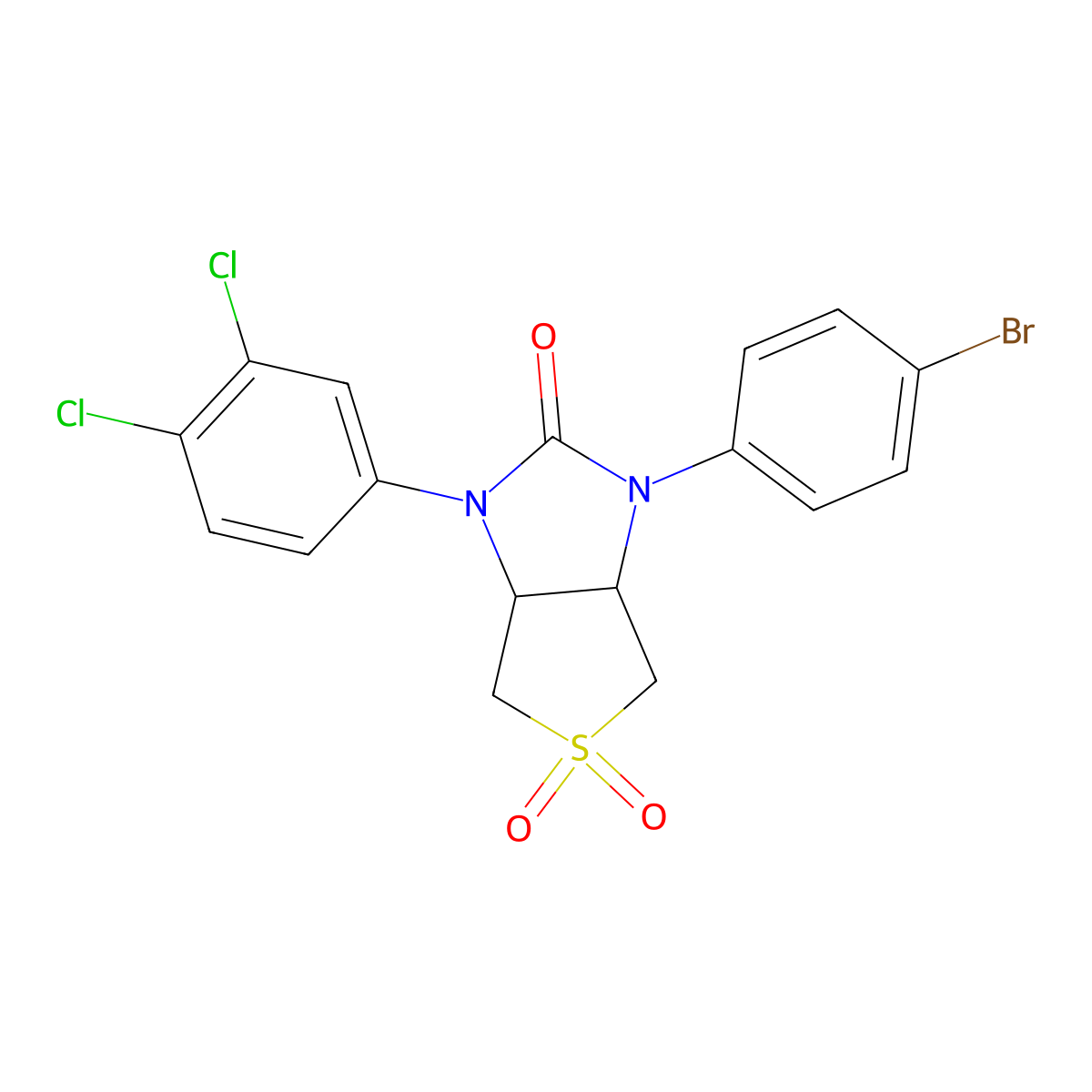 1-(4-bromophenyl)-3-(3,4-dichlorophenyl)tetrahydro-1H-thieno[3,4-d]imidazol-2(3H)-one 5,5-dioxide molecular structure, CAS 618397-26-5