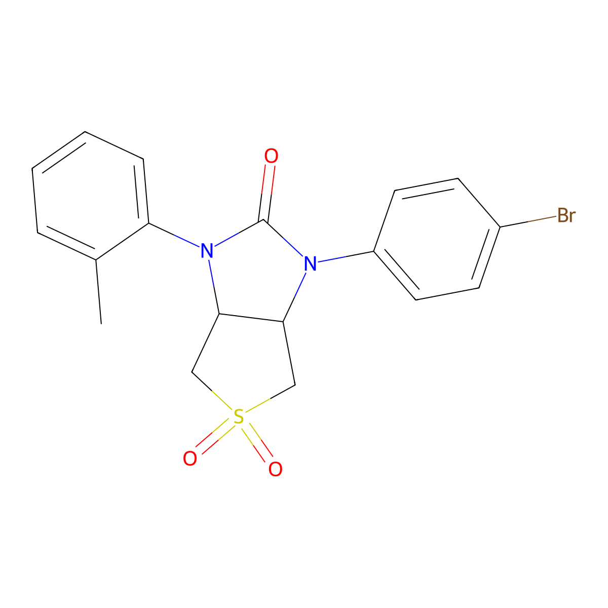 1-(4-bromophenyl)-3-(o-tolyl)tetrahydro-1H-thieno[3,4-d]imidazol-2(3H)-one 5,5-dioxide molecular structure, CAS 618397-29-8