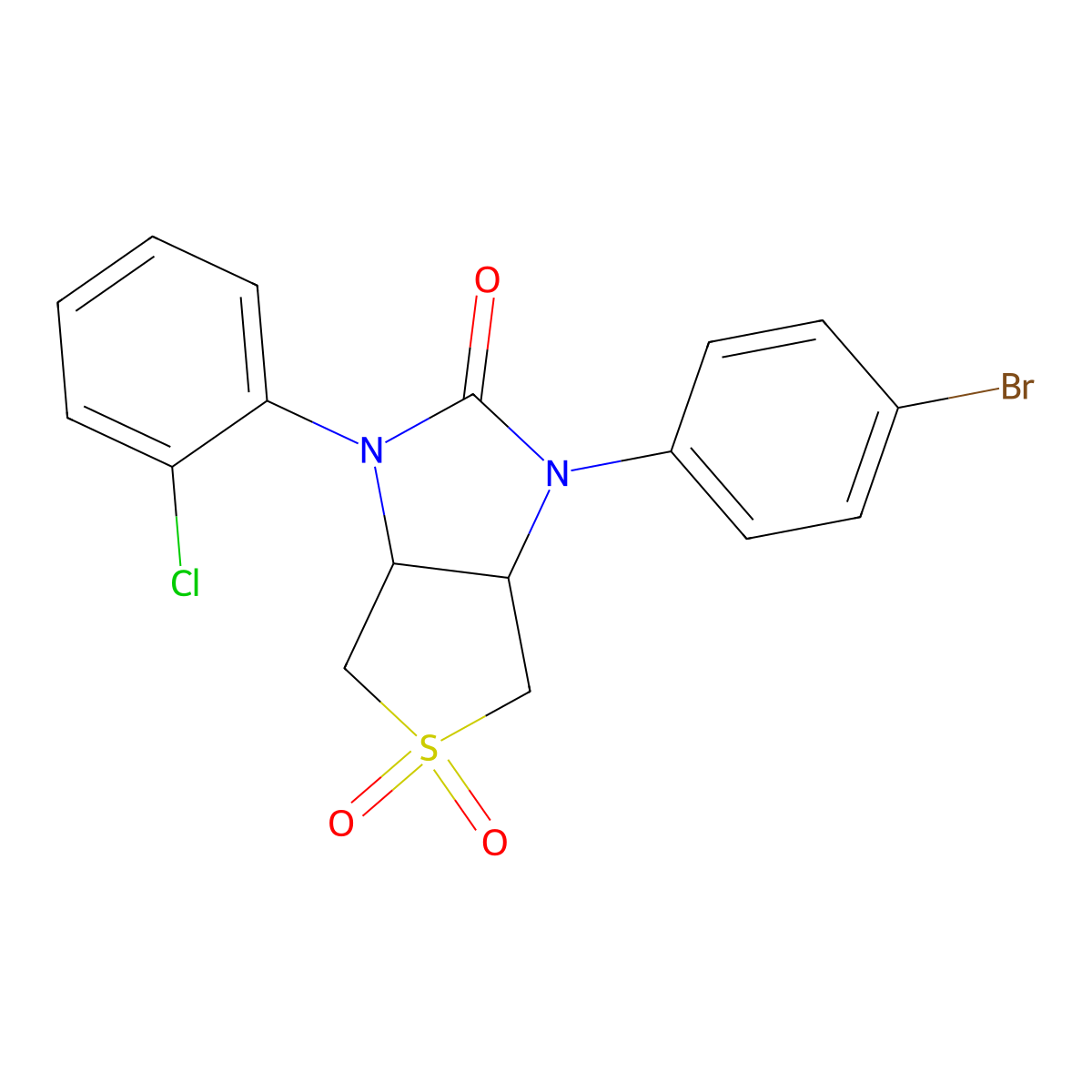 1-(4-bromophenyl)-3-(2-chlorophenyl)tetrahydro-1H-thieno[3,4-d]imidazol-2(3H)-one 5,5-dioxide molecular structure, CAS 618397-32-3