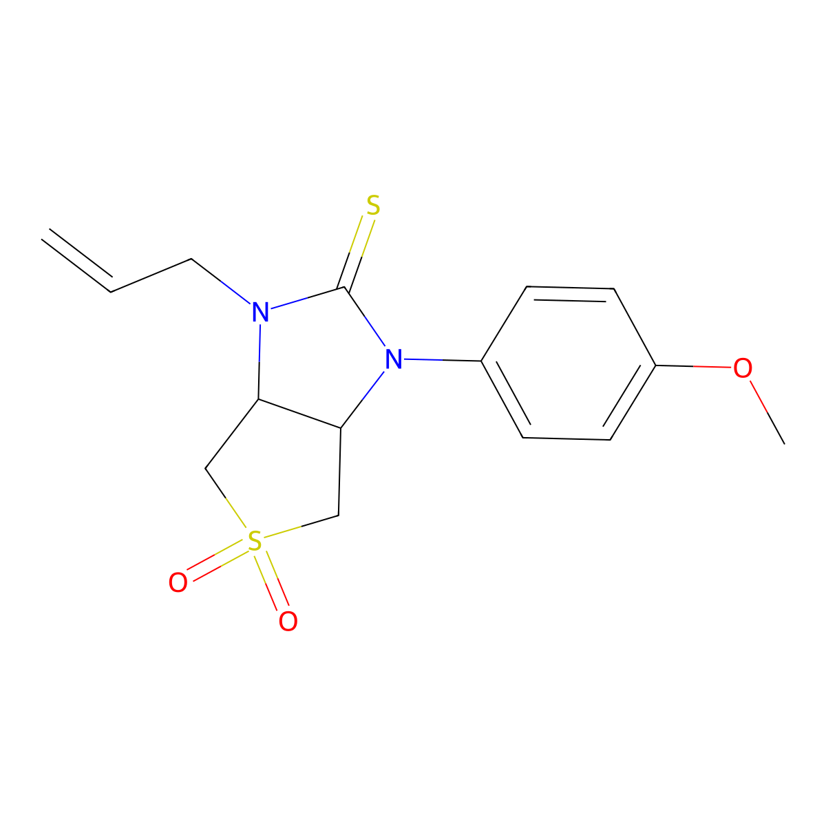 1-allyl-3-(4-methoxyphenyl)tetrahydro-1H-thieno[3,4-d]imidazole-2(3H)-thione 5,5-dioxide molecular structure, CAS 618397-39-0