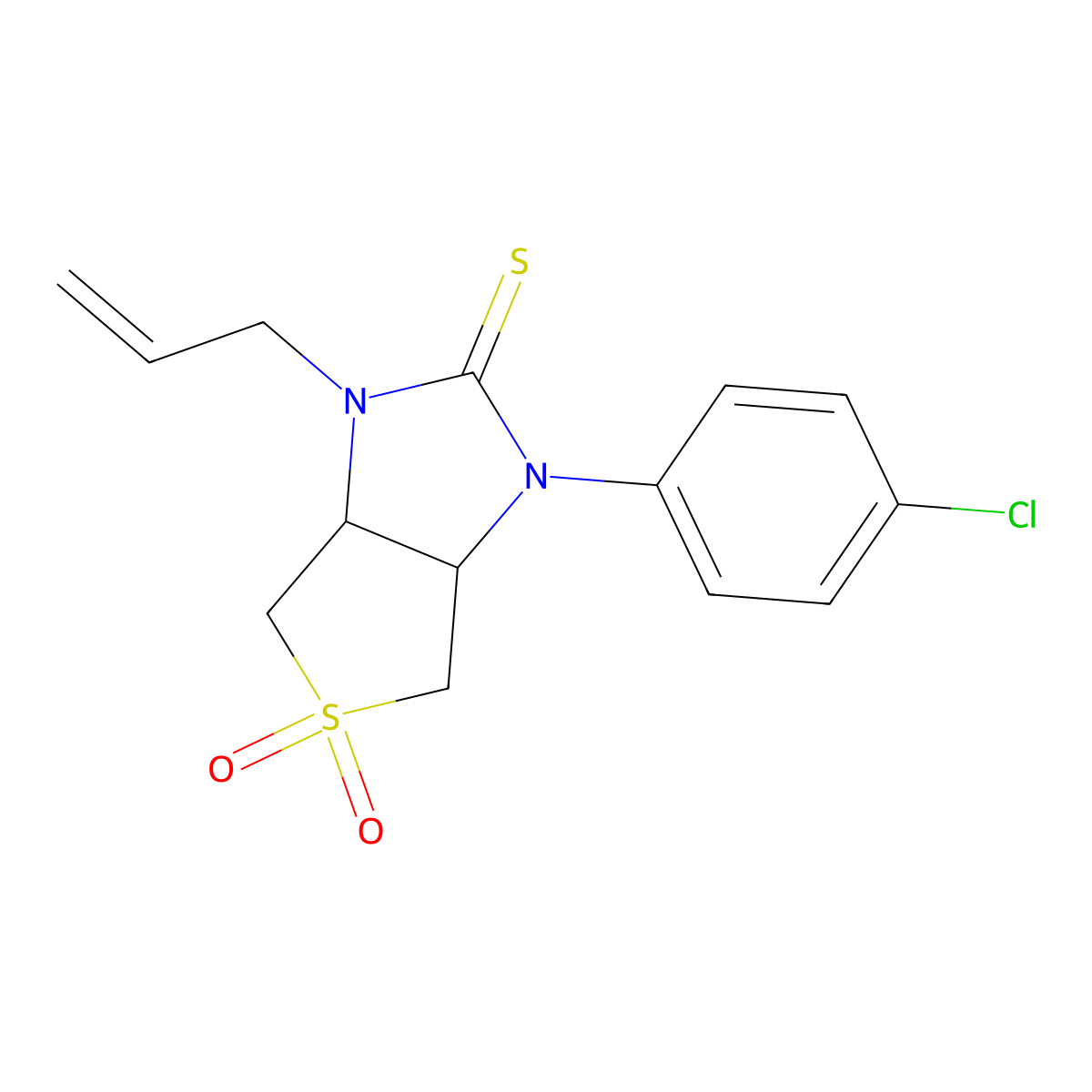 1-allyl-3-(4-chlorophenyl)tetrahydro-1H-thieno[3,4-d]imidazole-2(3H)-thione 5,5-dioxide molecular structure, CAS 618397-46-9