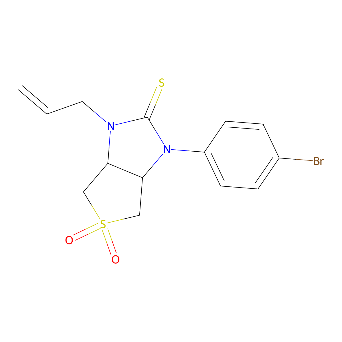 1-allyl-3-(4-bromophenyl)tetrahydro-1H-thieno[3,4-d]imidazole-2(3H)-thione 5,5-dioxide molecular structure, CAS 618397-49-2