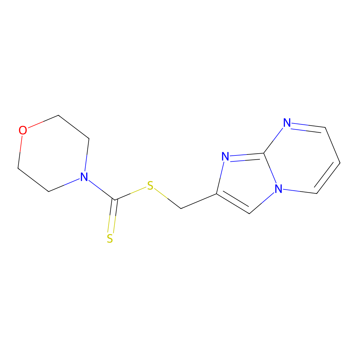 Imidazo[1,2-a]pyrimidin-2-ylmethyl morpholine-4-carbodithioate molecular structure, CAS 618397-85-6