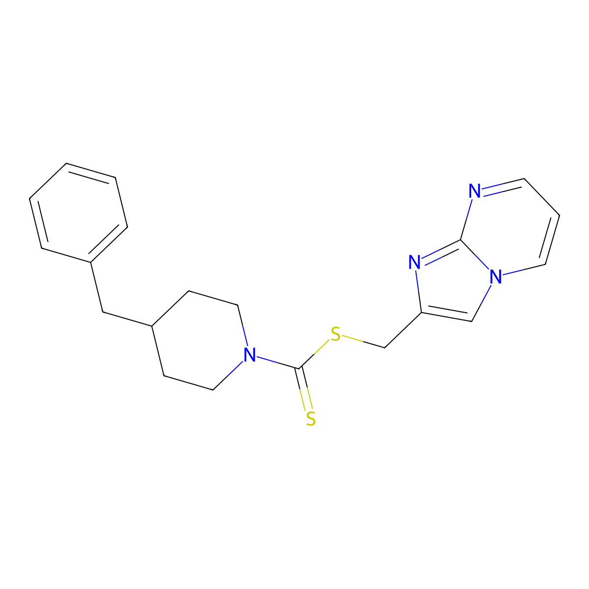 Imidazo[1,2-a]pyrimidin-2-ylmethyl 4-benzylpiperidine-1-carbodithioate molecular structure, CAS 618397-99-2
