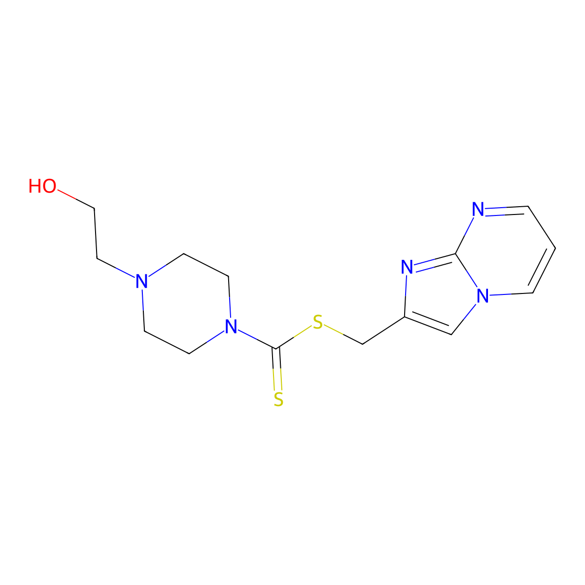 Imidazo[1,2-a]pyrimidin-2-ylmethyl 4-(2-hydroxyethyl)piperazine-1-carbodithioate molecular structure, CAS 618398-15-5