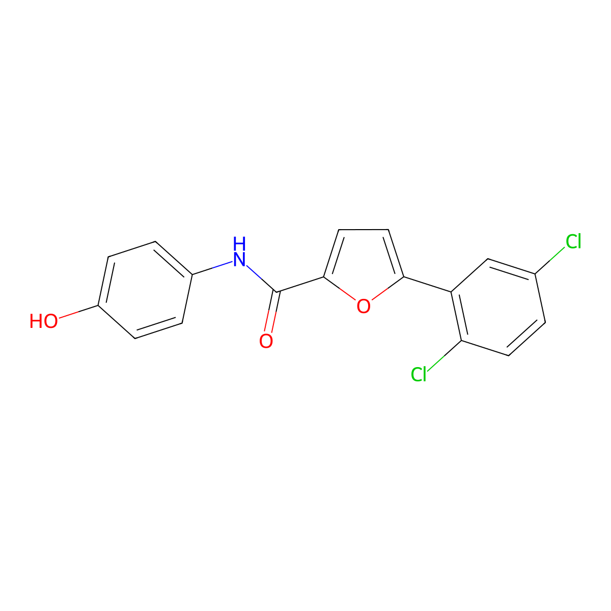 5-(2,5-dichlorophenyl)-N-(4-hydroxyphenyl)furan-2-carboxamide molecular structure, CAS 618398-30-4