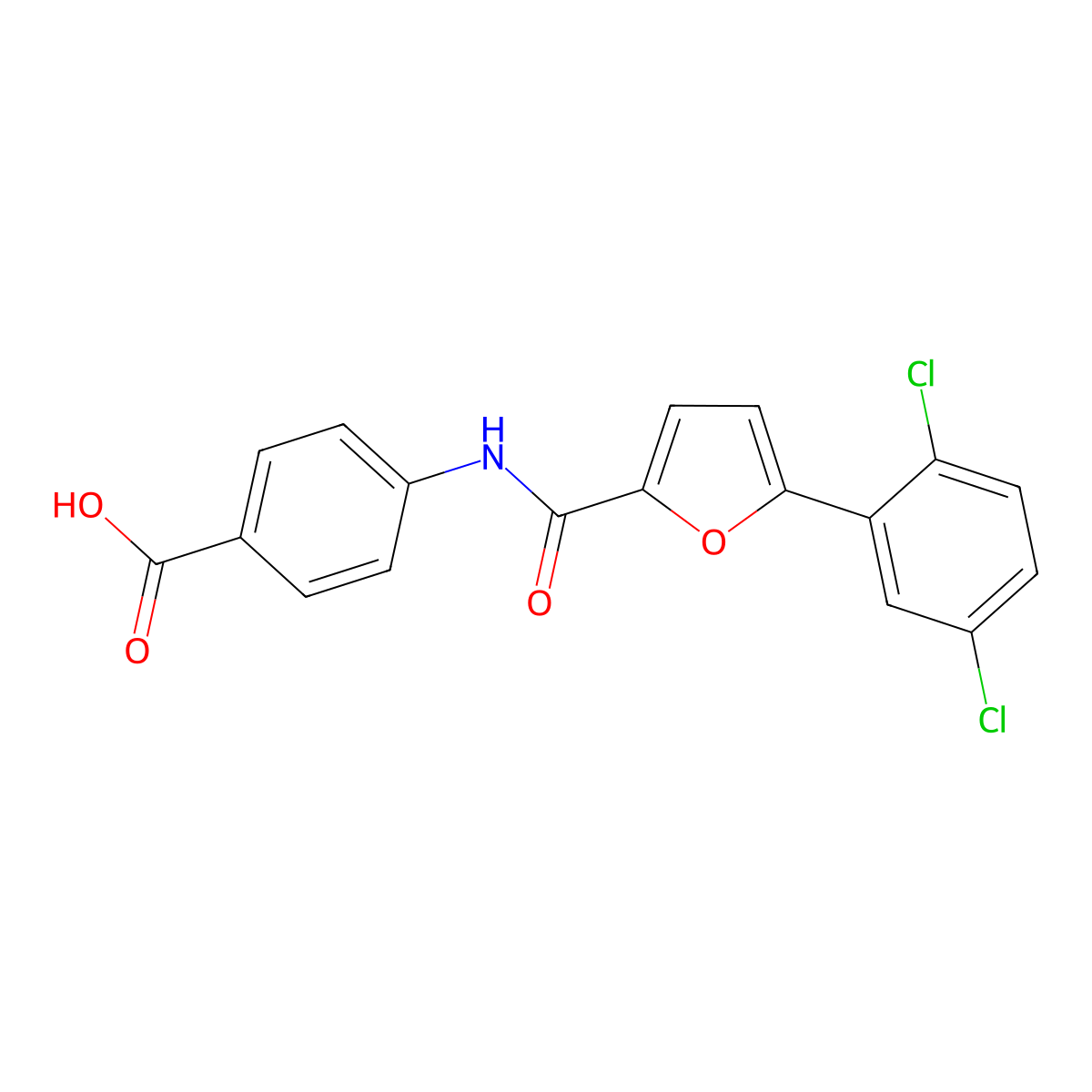 4-({[5-(2,5-Dichlorophenyl)furan-2-yl]carbonyl}amino)benzoic acid molecular structure, CAS 618398-40-6