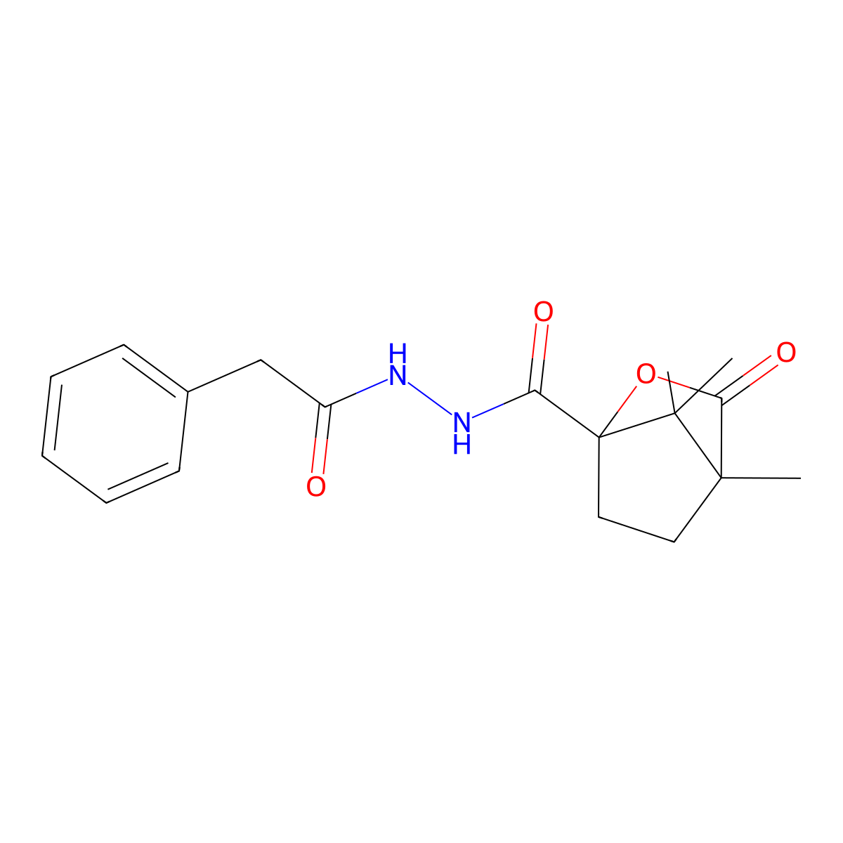 4,7,7-trimethyl-3-oxo-N'-(phenylacetyl)-2-oxabicyclo[2.2.1]heptane-1-carbohydrazide molecular structure, CAS 618398-47-3