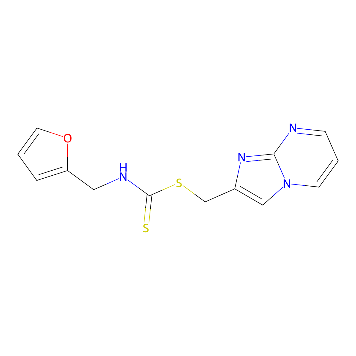 Imidazo[1,2-a]pyrimidin-2-ylmethyl (furan-2-ylmethyl)carbamodithioate molecular structure, CAS 618398-81-5