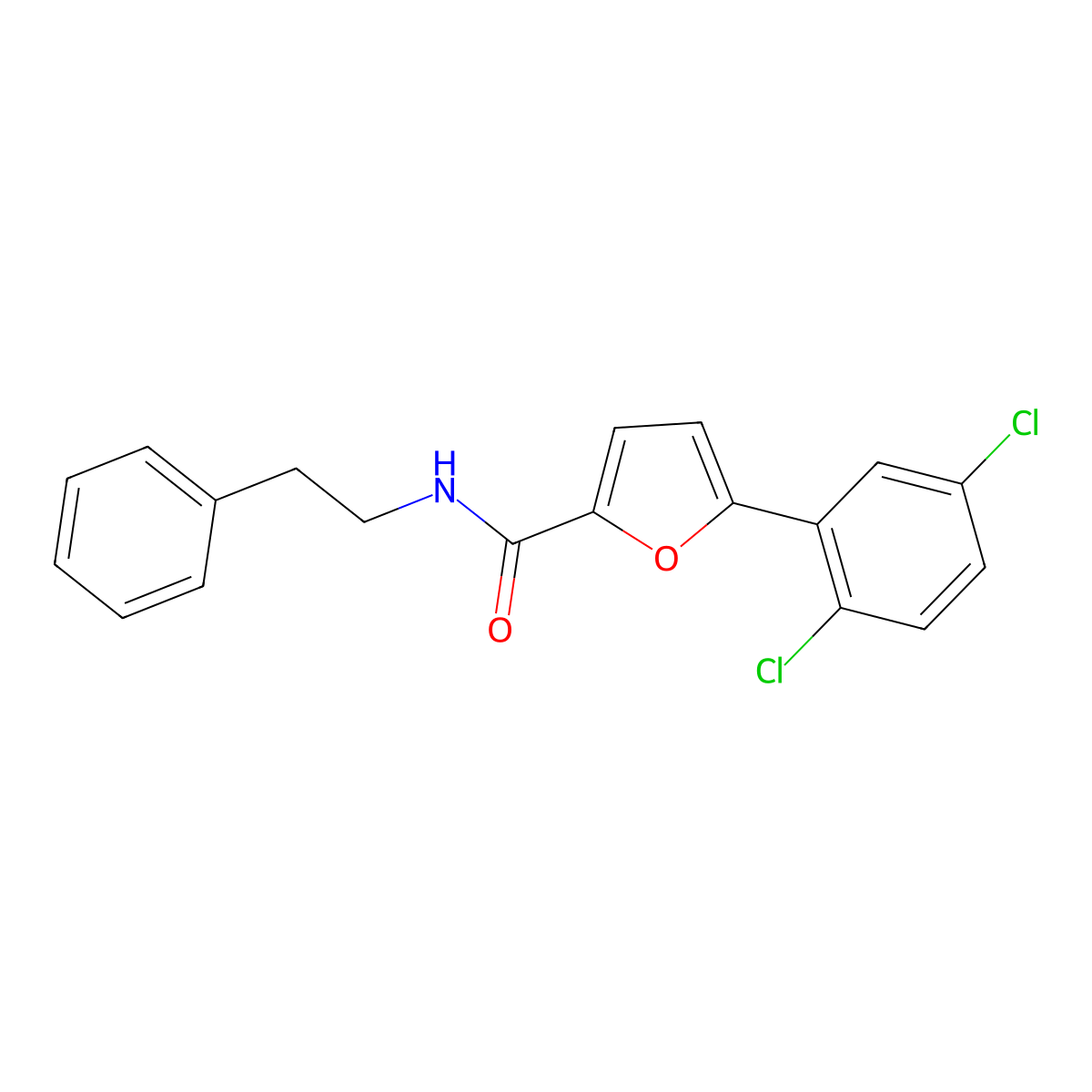 5-(2,5-dichlorophenyl)-N-(2-phenylethyl)furan-2-carboxamide molecular structure, CAS 618399-58-9