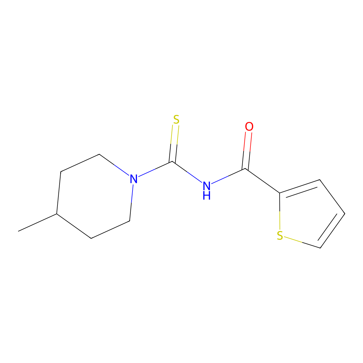 N-(4-methylpiperidine-1-carbothioyl)thiophene-2-carboxamide molecular structure, CAS 6184-48-1