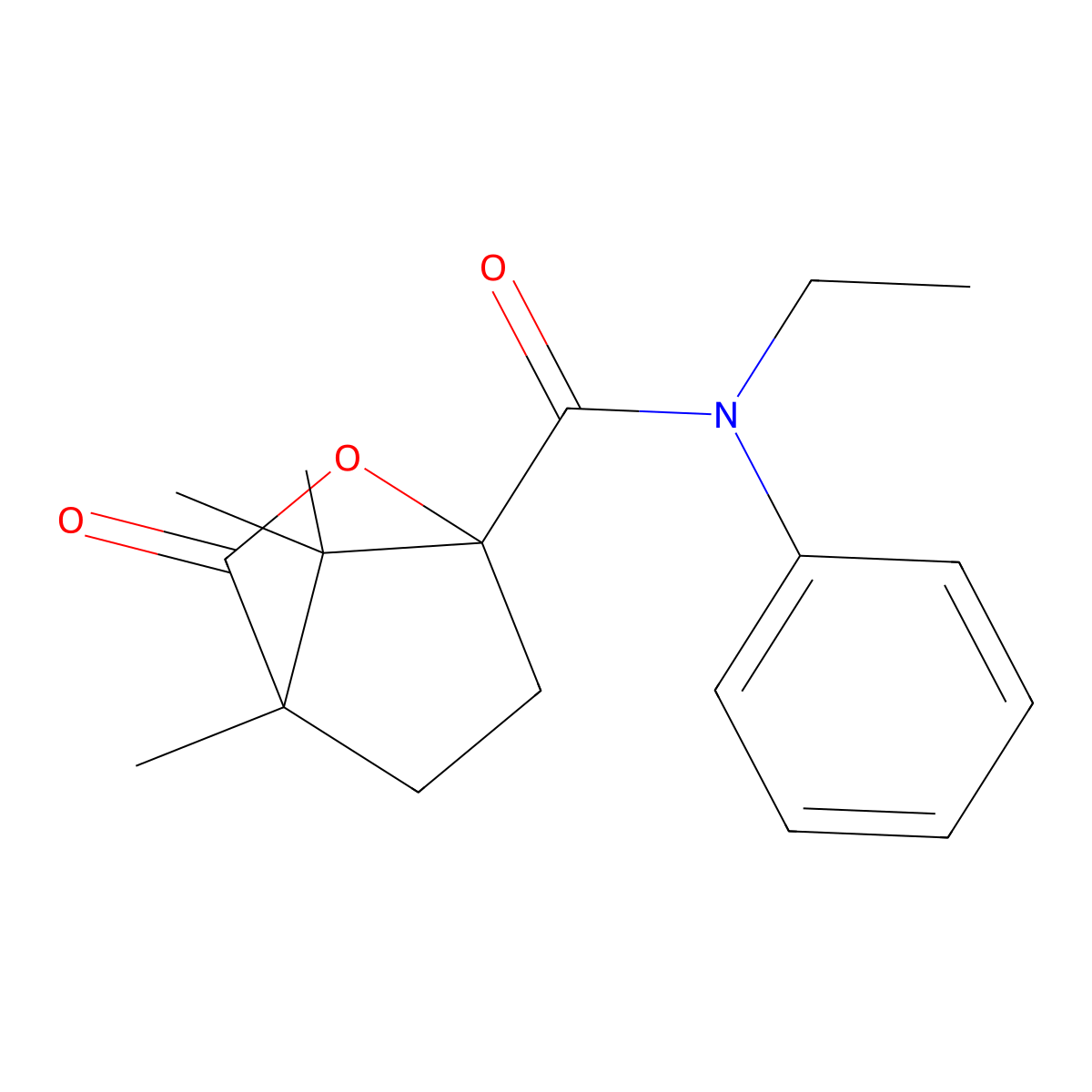N-ethyl-4,7,7-trimethyl-3-oxo-N-phenyl-2-oxabicyclo[2.2.1]heptane-1-carboxamide molecular structure, CAS 618400-19-4