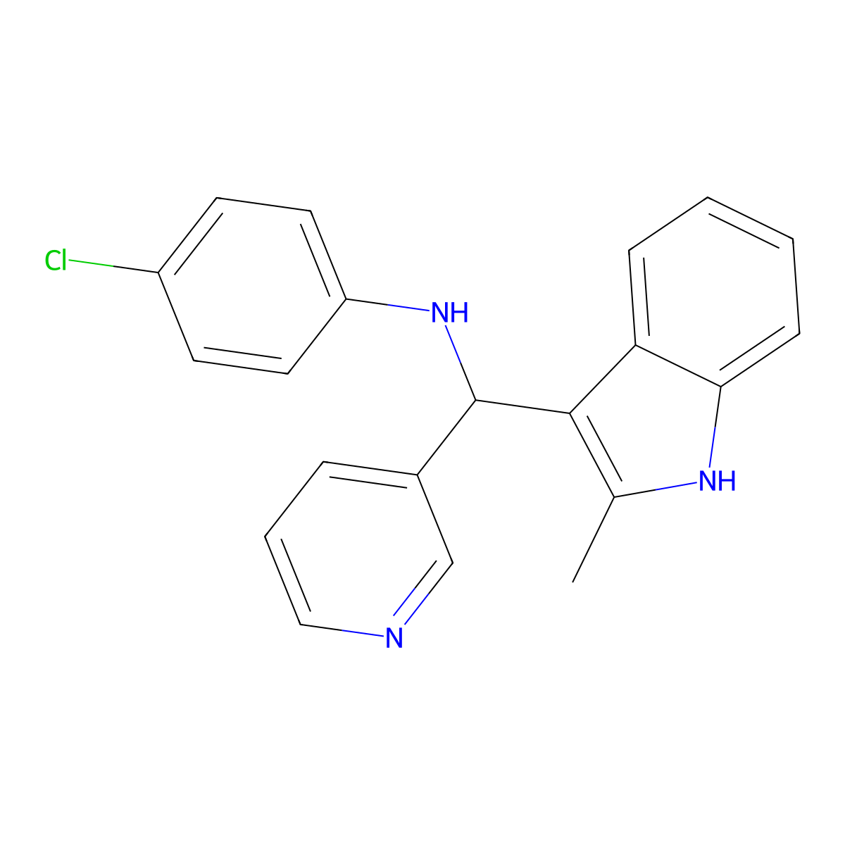 4-chloro-N-[(2-methyl-1H-indol-3-yl)(pyridin-3-yl)methyl]aniline molecular structure, CAS 618400-20-7