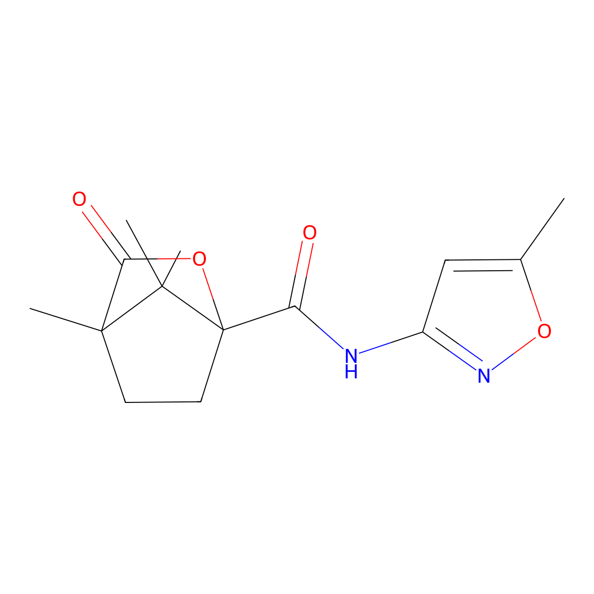 4,7,7-trimethyl-N-(5-methyl-1,2-oxazol-3-yl)-3-oxo-2-oxabicyclo[2.2.1]heptane-1-carboxamide molecular structure, CAS 618400-29-6