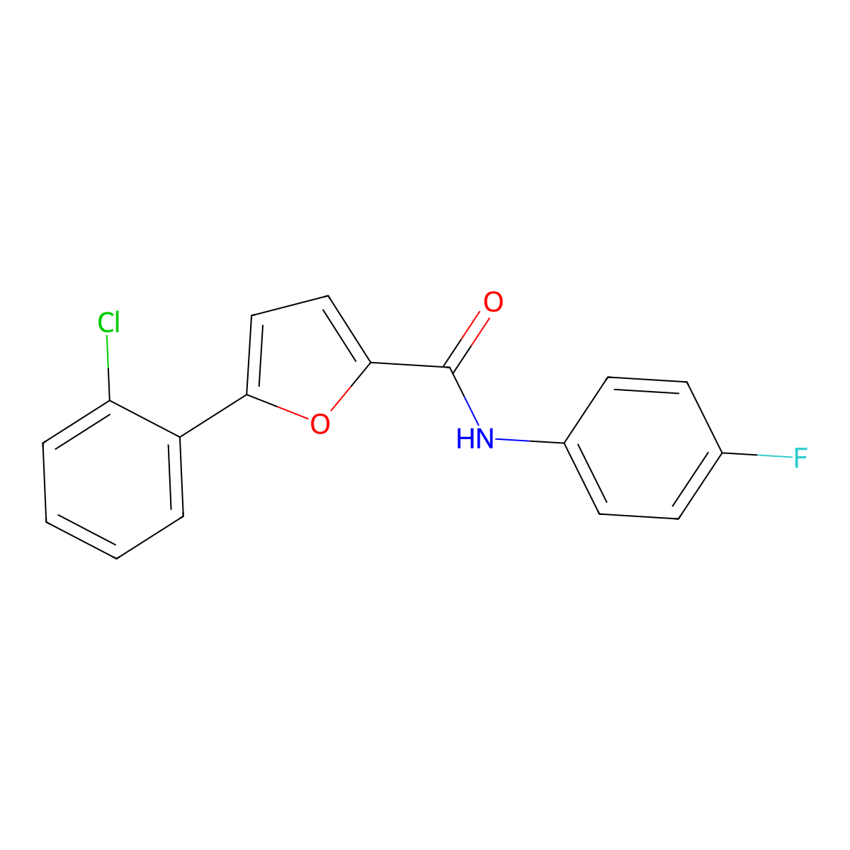 5-(2-Chlorophenyl)-N-(4-fluorophenyl)-2-furamide molecular structure, CAS 618400-45-6