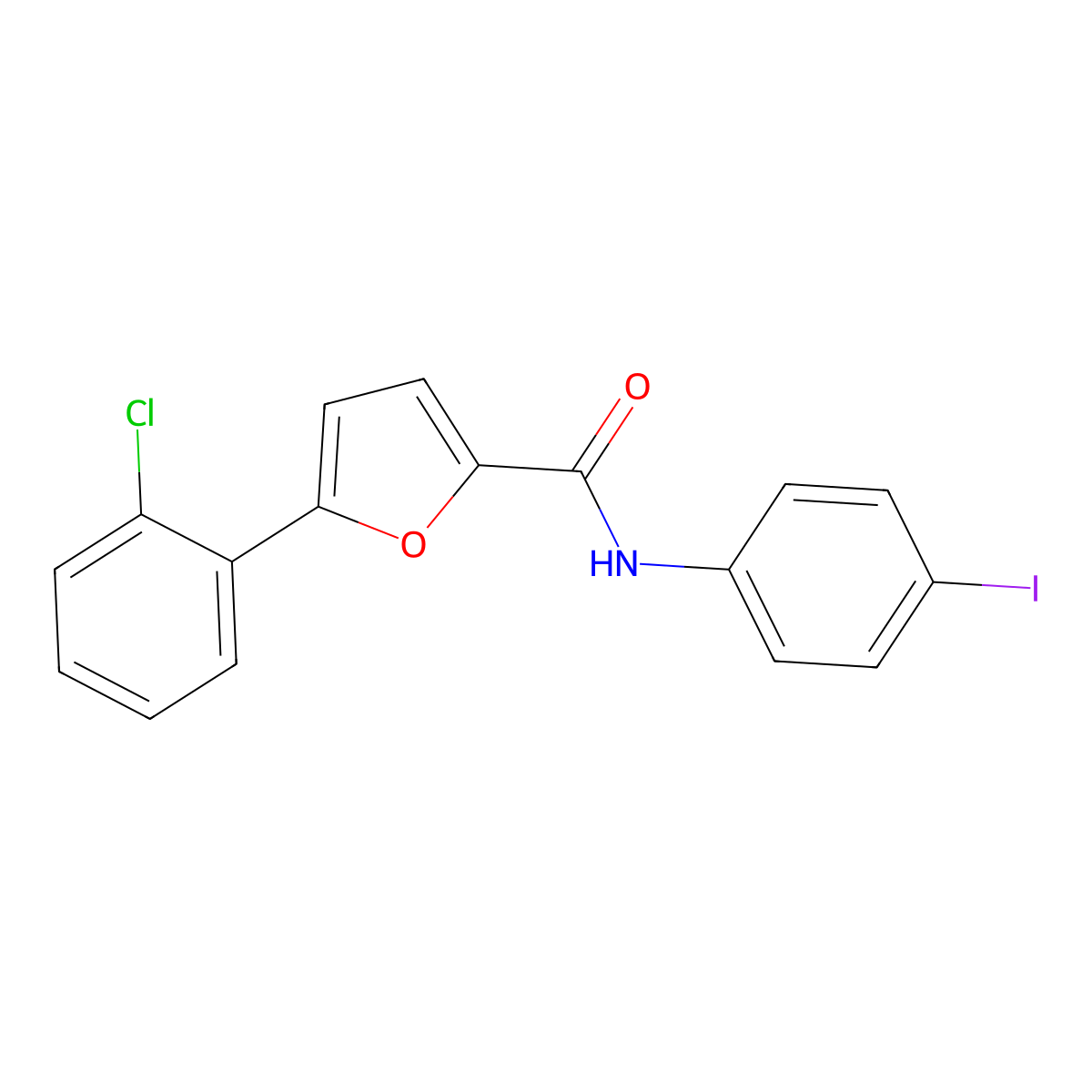 5-(2-chlorophenyl)-N-(4-iodophenyl)furan-2-carboxamide molecular structure, CAS 618400-47-8