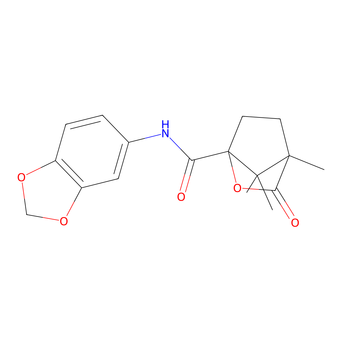 N-(1,3-benzodioxol-5-yl)-4,7,7-trimethyl-3-oxo-2-oxabicyclo[2.2.1]heptane-1-carboxamide molecular structure, CAS 618400-48-9