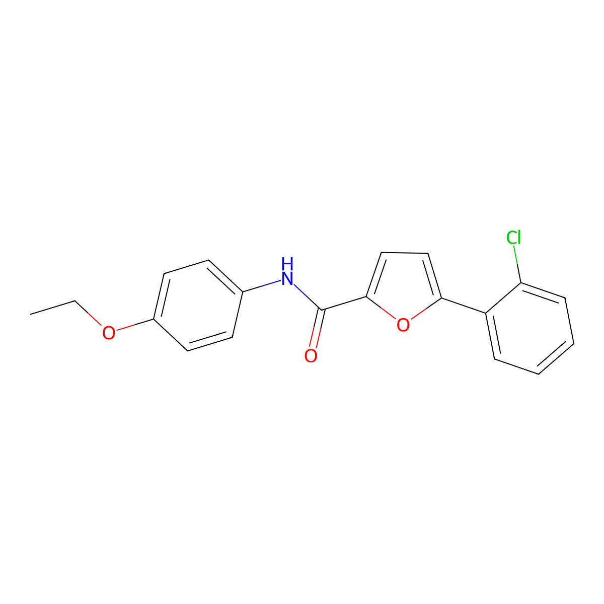 5-(2-Chlorophenyl)-N-(4-ethoxyphenyl)-2-furamide molecular structure, CAS 618400-82-1