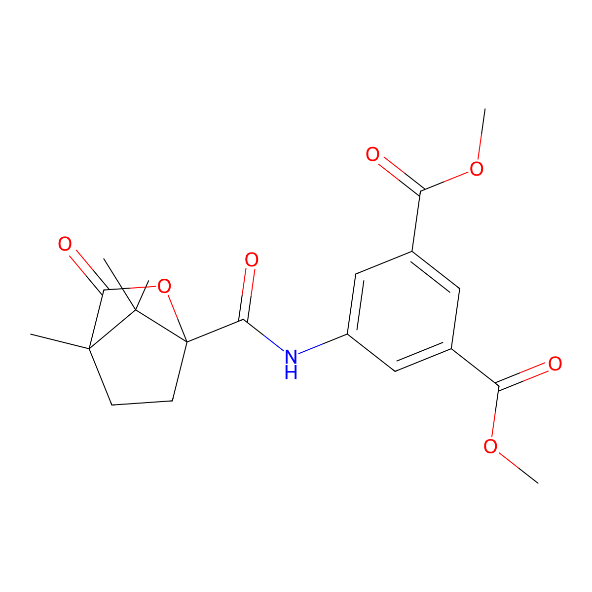 Dimethyl 5-{[(4,7,7-trimethyl-3-oxo-2-oxabicyclo[2.2.1]hept-1-yl)carbonyl]amino}isophthalate molecular structure, CAS 618401-51-7