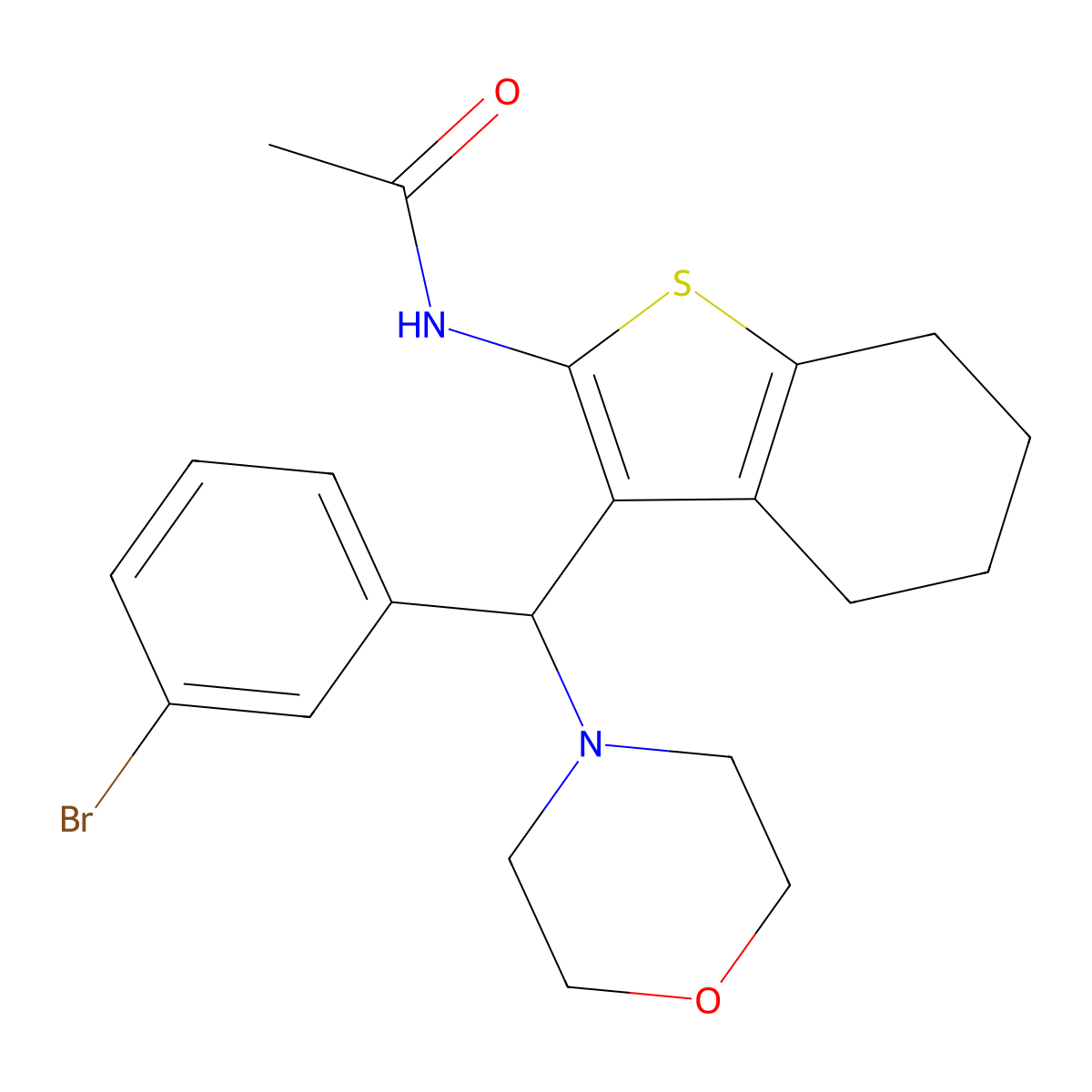 N-[3-[(3-bromophenyl)-morpholin-4-ylmethyl]-4,5,6,7-tetrahydro-1-benzothiophen-2-yl]acetamide molecular structure, CAS 618402-10-1