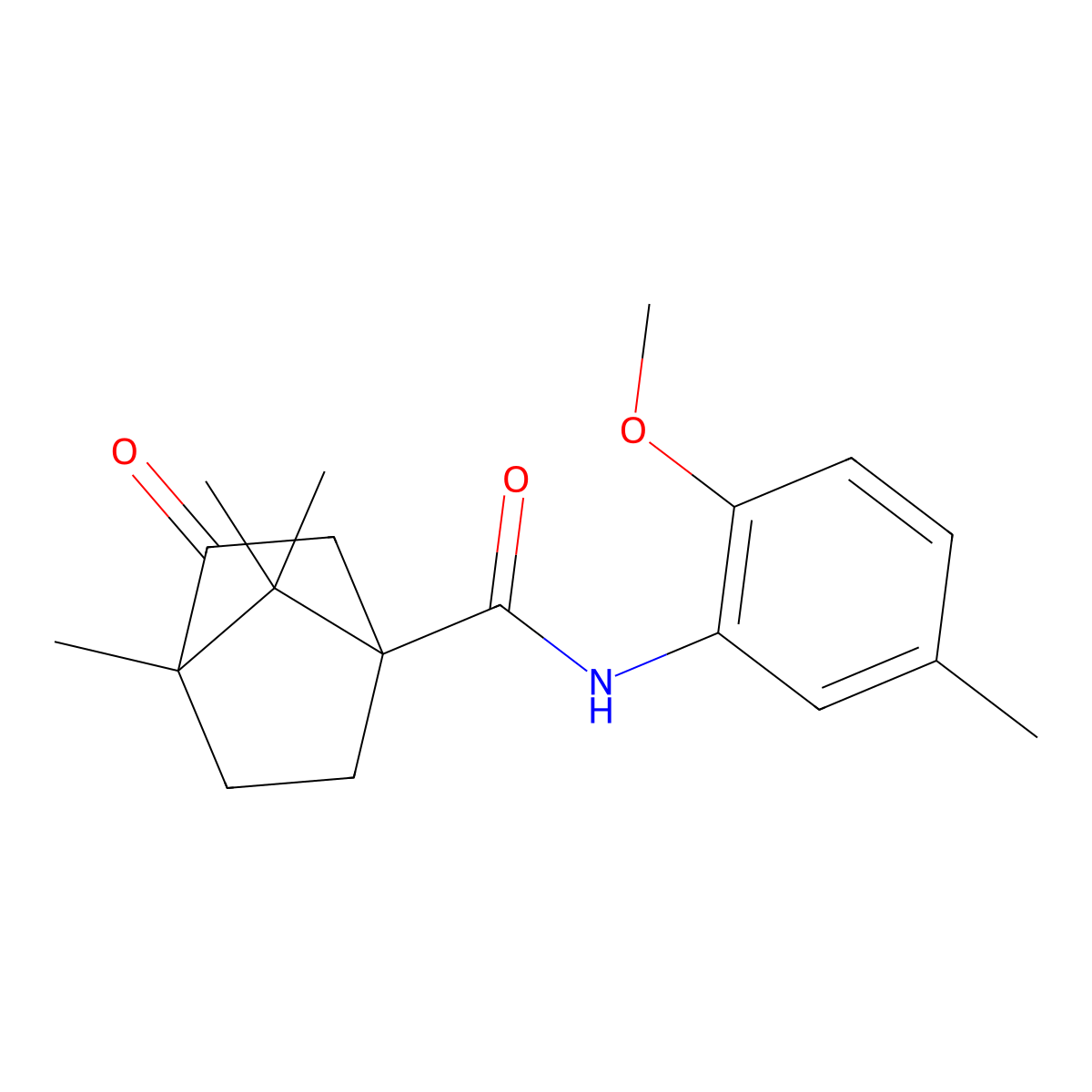 N-(2-methoxy-5-methylphenyl)-1,7,7-trimethyl-2-oxobicyclo[2.2.1]heptane-4-carboxamide molecular structure, CAS 618402-17-8