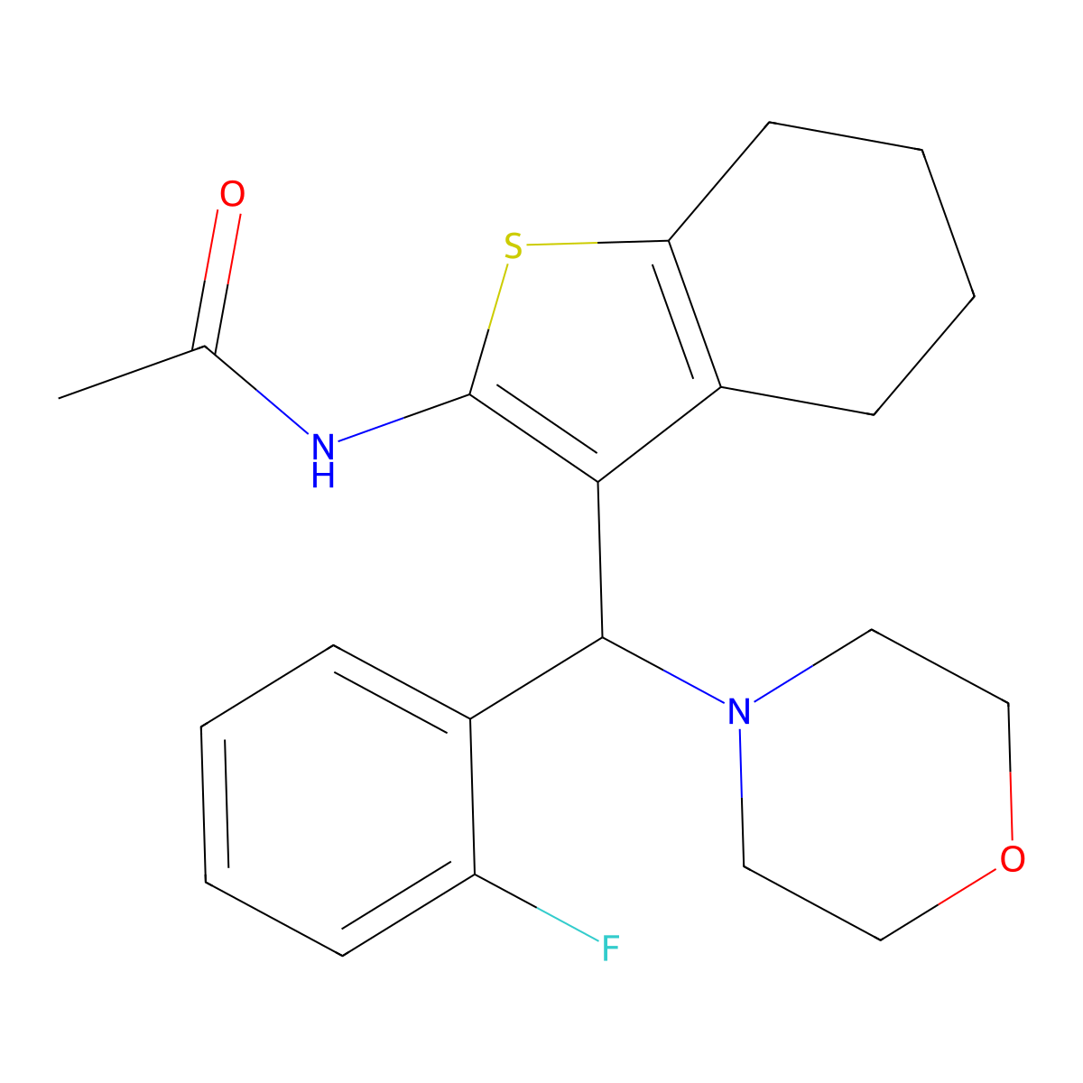 N-{3-[(2-fluorophenyl)(morpholin-4-yl)methyl]-4,5,6,7-tetrahydro-1-benzothiophen-2-yl}acetamide molecular structure, CAS 618402-23-6