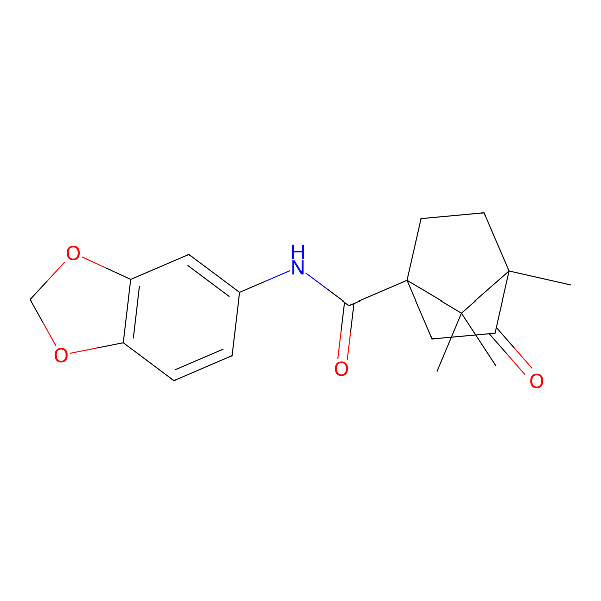 N-(1,3-benzodioxol-5-yl)-4,7,7-trimethyl-3-oxobicyclo[2.2.1]heptane-1-carboxamide molecular structure, CAS 618402-26-9